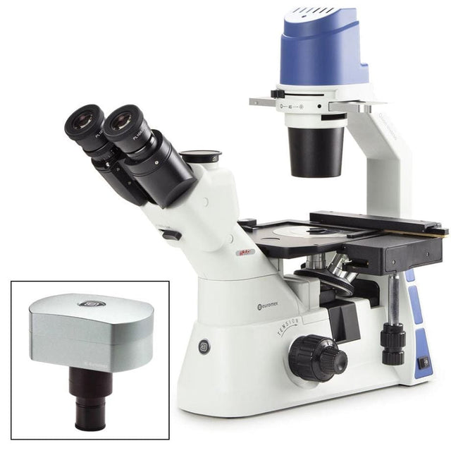 Globe Scientific™ Oxion Inverso Inverted Biological Microscope Bundle – Trinocular Head, Plan Phase 10X/20X/40X, IOS EOX-2053-PLPH-DC18