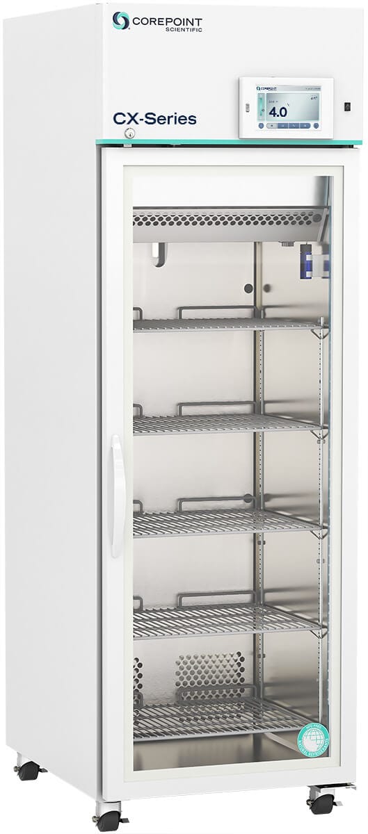 Horizon Scientific Premium CX Series Upright Laboratory Refrigerator – 23 cu. ft., Glass Swing Door, Cycle Defrost CPS-HC-PLD-23-TS
