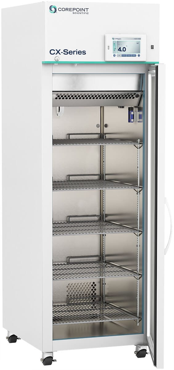 Horizon Scientific Premium CX Series Upright Laboratory Refrigerator – 23 cu. ft., Glass Swing Door, Cycle Defrost CPS-HC-PLD-23-TS